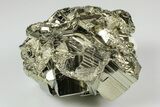Gleaming, Striated Pyrite Crystal Cluster with Calcite - Peru #195746-1
